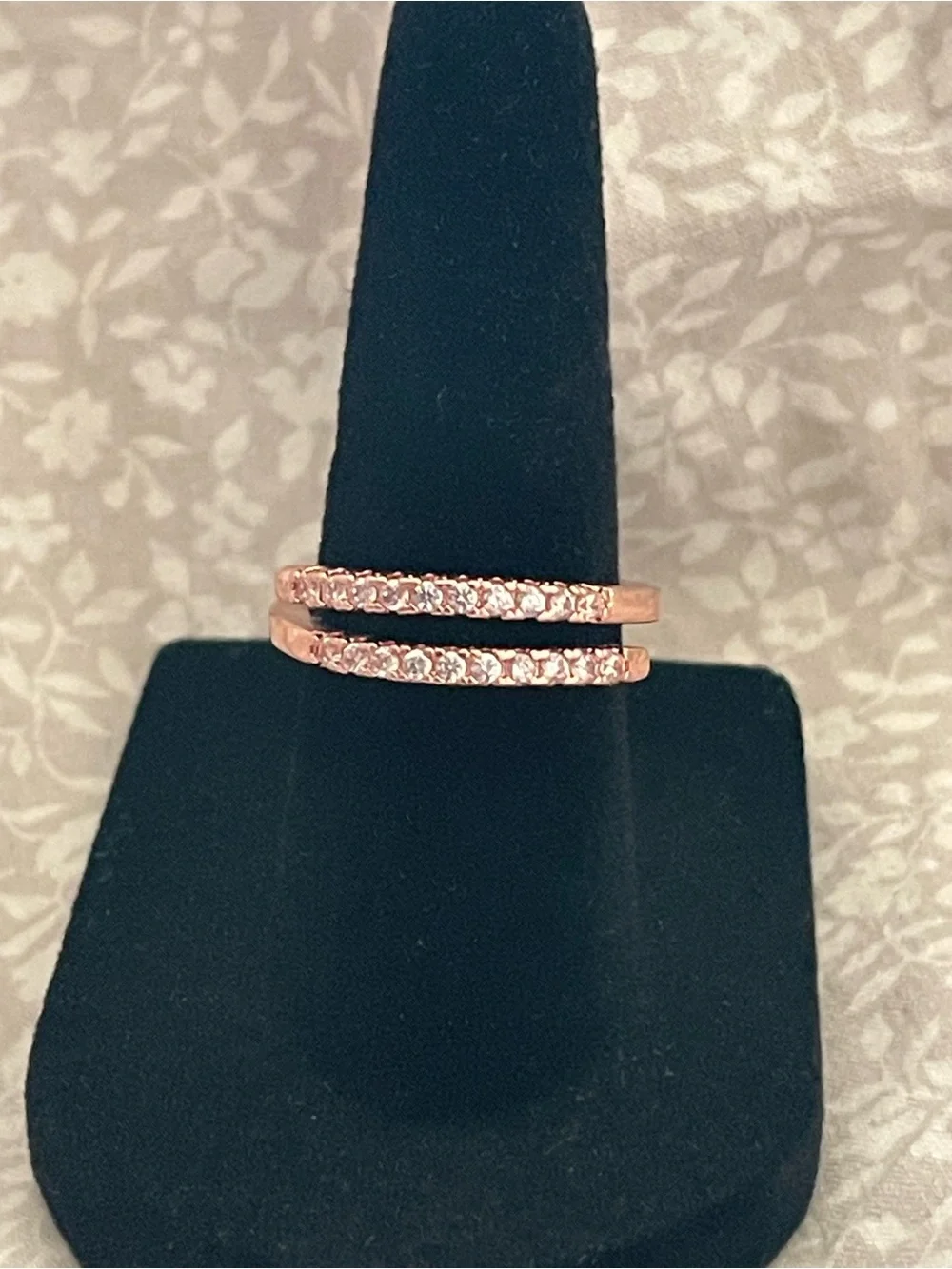 Rose Gold Double Band Crystal Ring - Women Jewelry - New